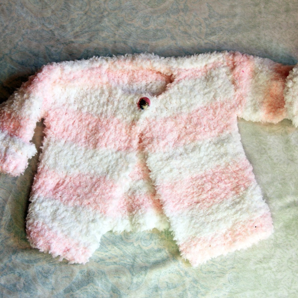 Hand Knit Chenille supersoft baby sweater